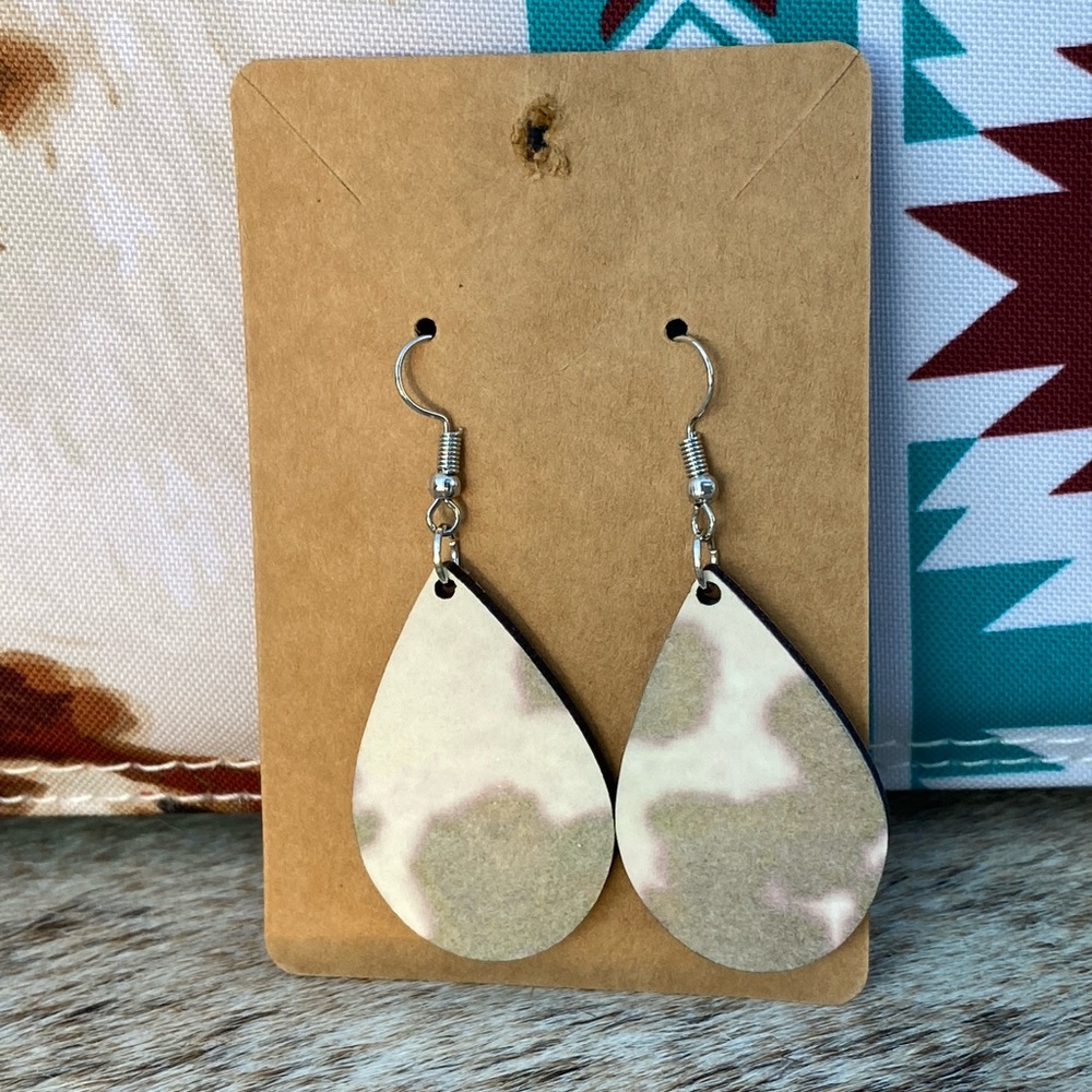 Teardrop Cow Print Earrings